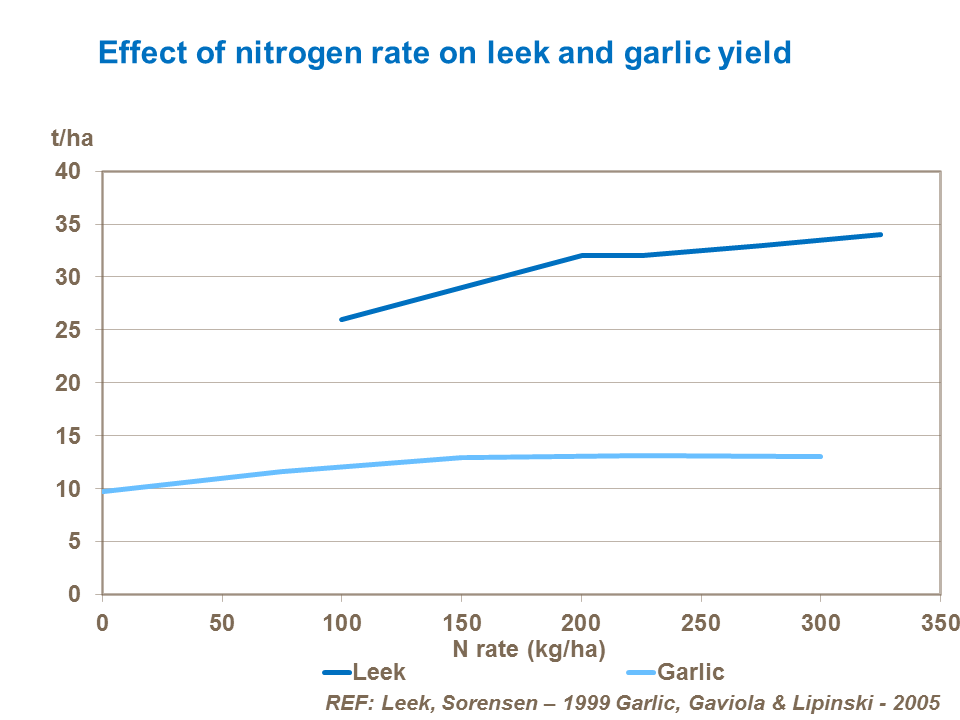 Effect of nitrogen rate on leek and garlic yield